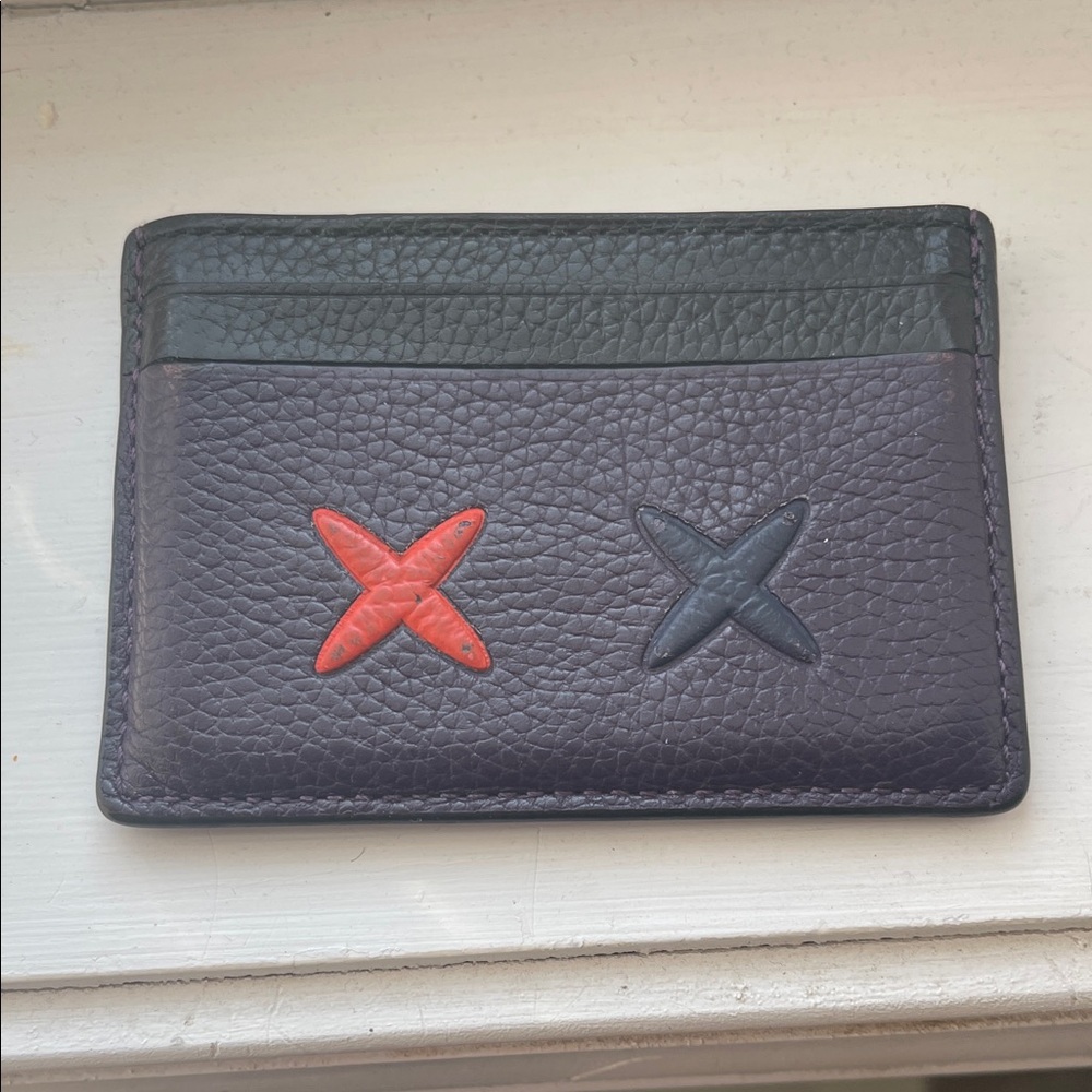 Coach Black and Red Leather Card Holder